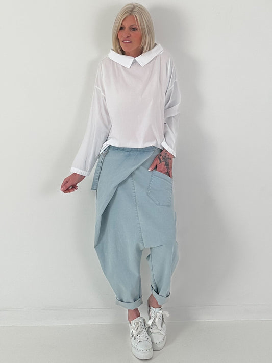 Tunic with Peter Pan collar - white