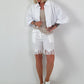 Sommer Crop-Jacke mit halben Arm - weiss
