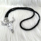 Necklace with Bull Pendant - Black-Silver