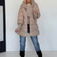 Winterjacke 2 Looks mit Stulpenärmeln und abnehmbarem Strickeinsatz - beige