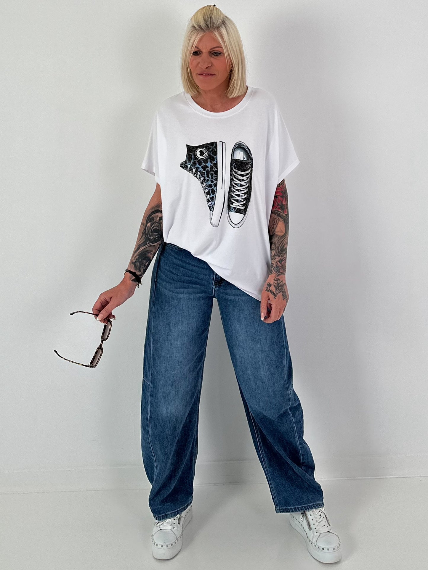 T-Shirt Chucks - weiss-blau
