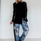 Stylischer Blazer mit Reißverschlüssen  - schwarz