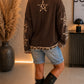 Sweatshirt mit trendigen Leo Sternenelementen - mokka