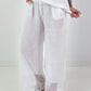 Wide-leg linen trousers - white