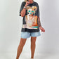 T-Shirt mit Pailletten Motiv - grau