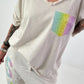 T-Shirt mit Glitzer-Patch - beige