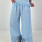 Wide-leg linen trousers - light blue