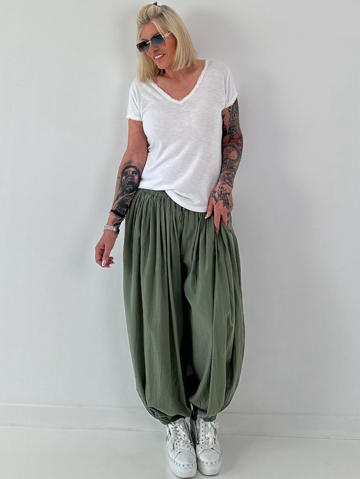 Ripp T-Shirt stone washed -  weiss