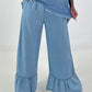 Ruffle Hem Jeans - Light Blue