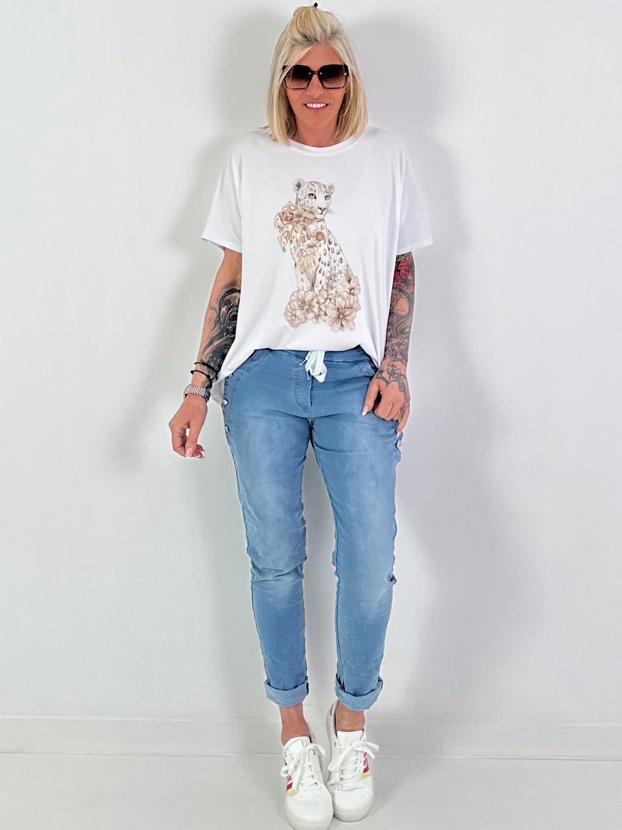 T-Shirt Leopard - white