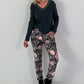 Ripp Shirt mit V-Neck und Spitzendetails - anthrazit