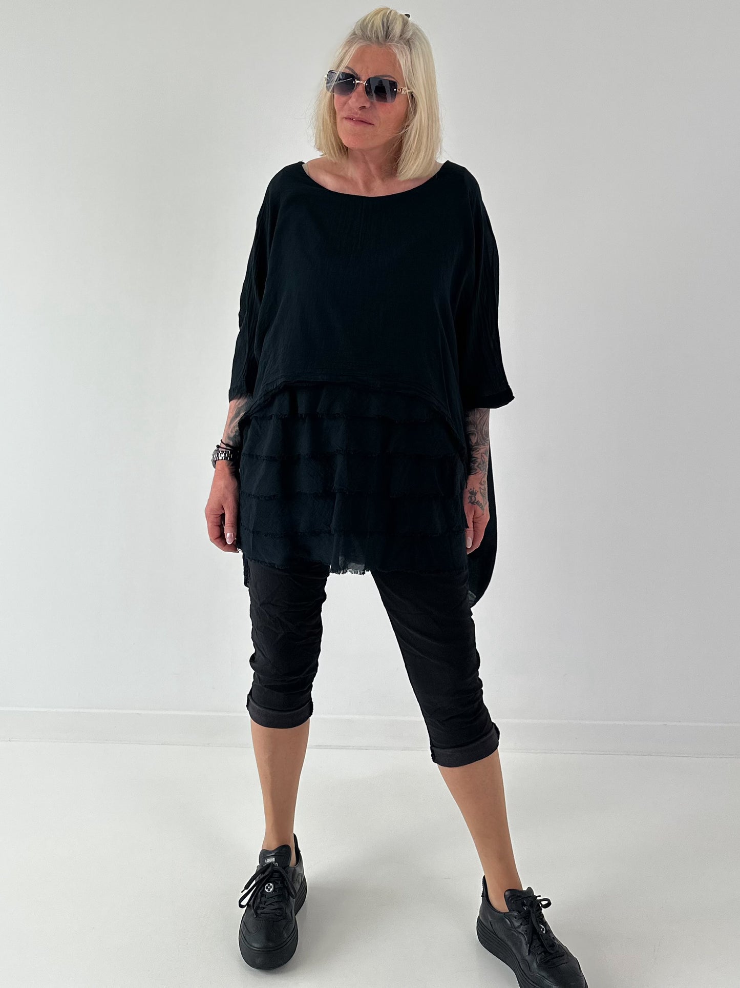 Tunika im Layer-Look - schwarz