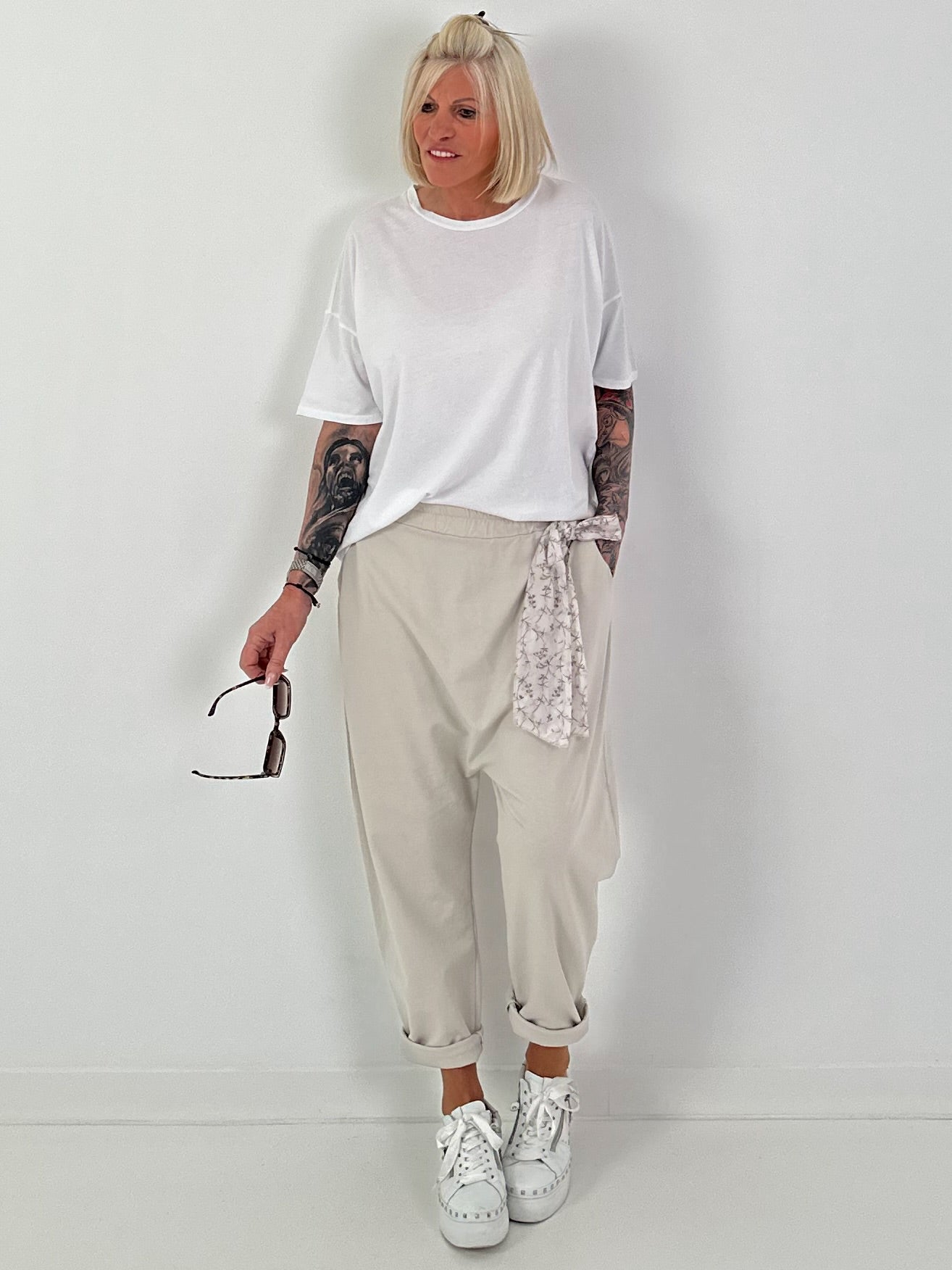 T-shirt with round neck - white