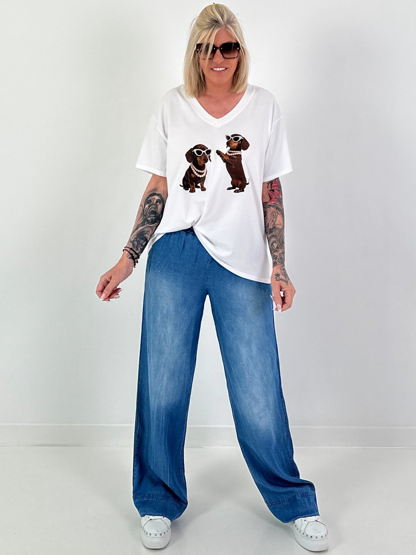 T-Shirt Dachshund - white