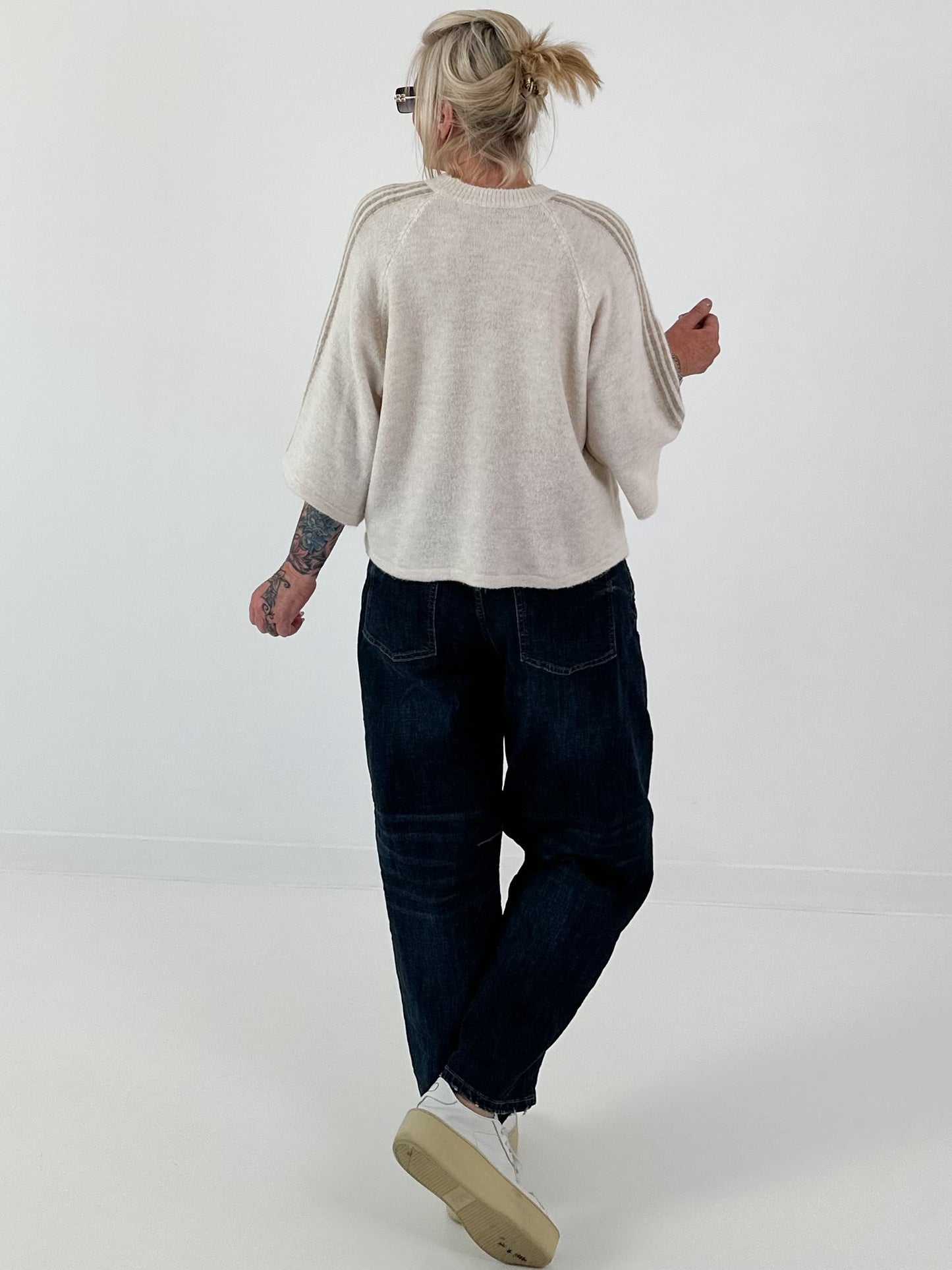 Pullover mit halbem Arm - beige