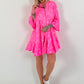 Tunic/dress with floral pattern - neon pink