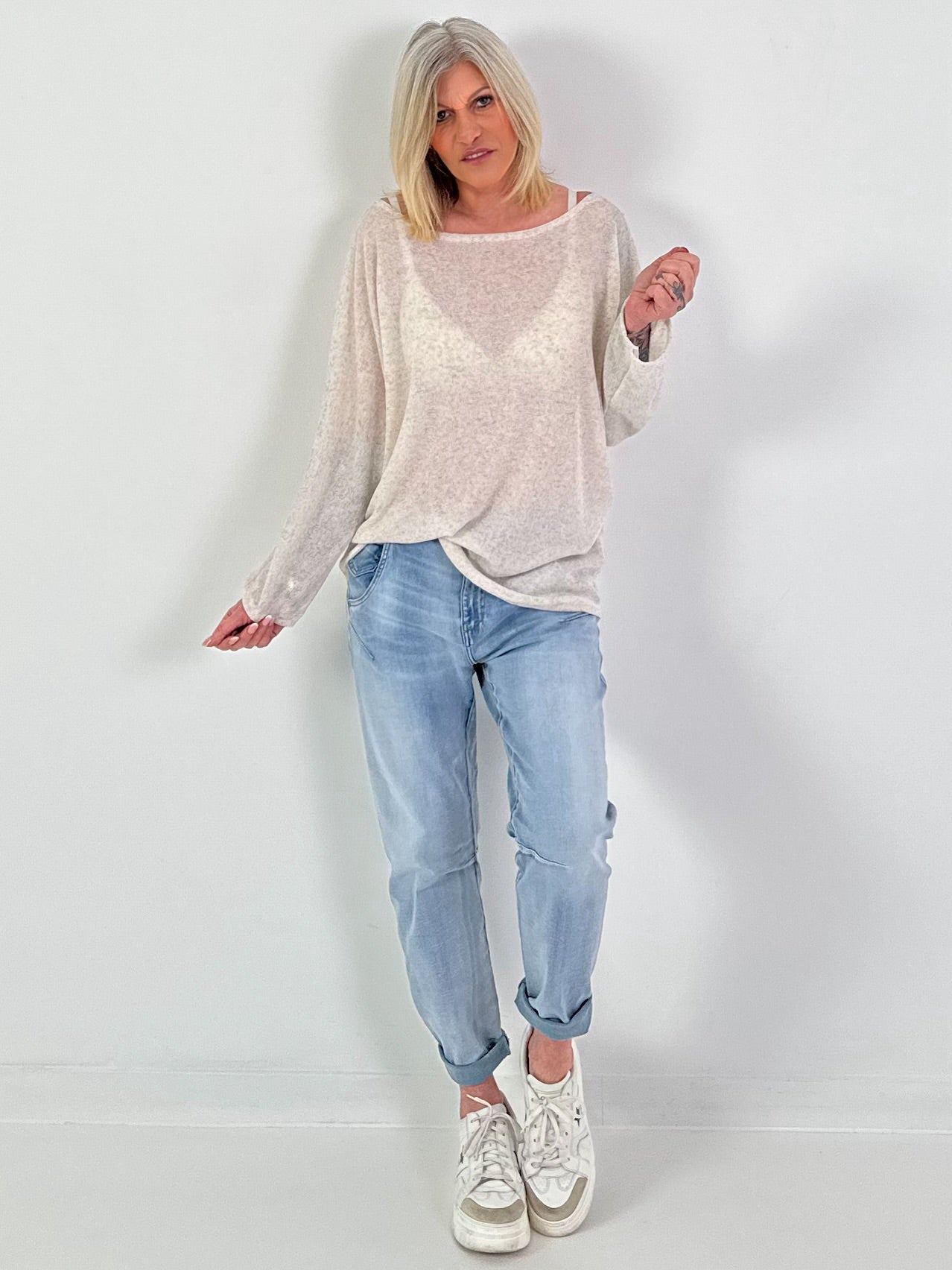 Leichter Oversized Pullover - beige