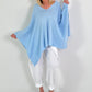 Oversized Sommerstrick Poncho - hellblau