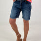 Jeans-Short mit umgeschlagenem Saum - dunkelblau