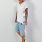 T-Shirt with side eyelets - white