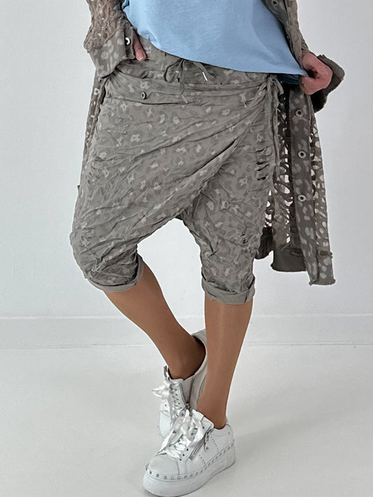 Stylische Hose mit Überwurf im Knit-Look - taupe
