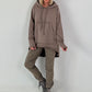 Casual Long Hoodie with Thumb Hole - taupe