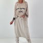 Oversized Strick Shirt mit Statement Print - beige