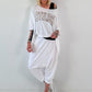 Poncho Shirt mit Schriftzug - weiss