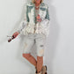 Boho Jeansjacke mit besonderen Details - denim-weiss