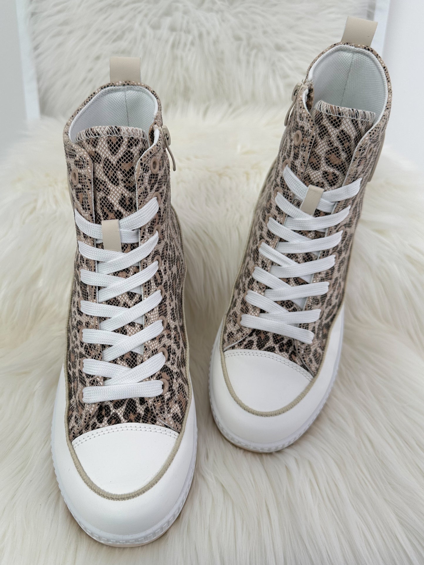 High Sneaker Leo - weiss-beige