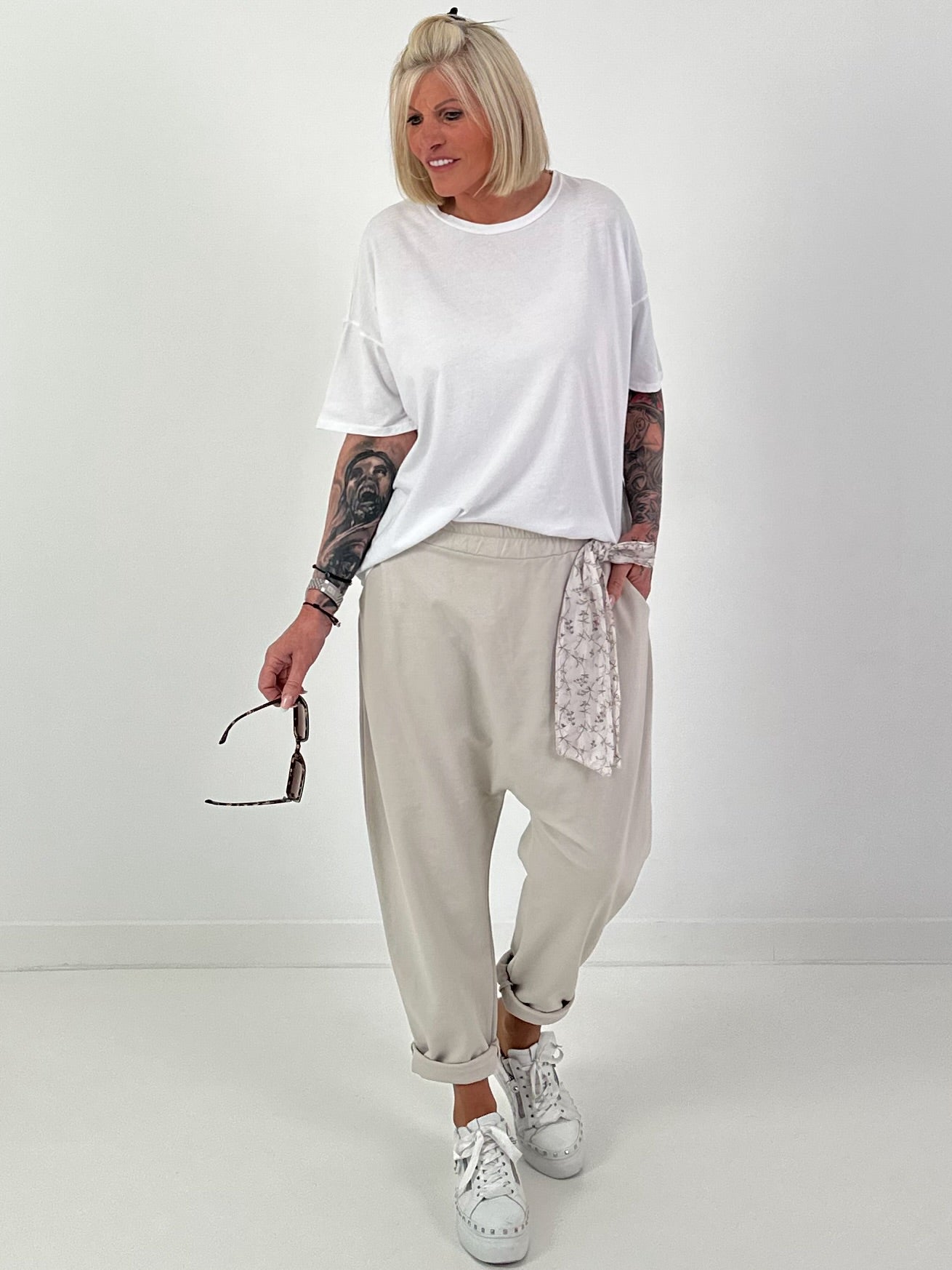 T-shirt with round neck - white