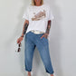 T-Shirt mit Schuhprint - weiss-beige
