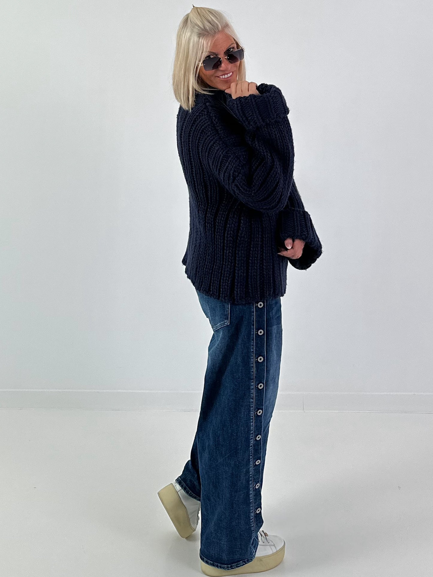 Chunky knit sweater - midnight blue