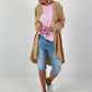 Linen short coat with eyelets - camel