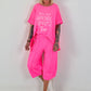 Lässige Sweathose mit Ösendetails - neonpink
