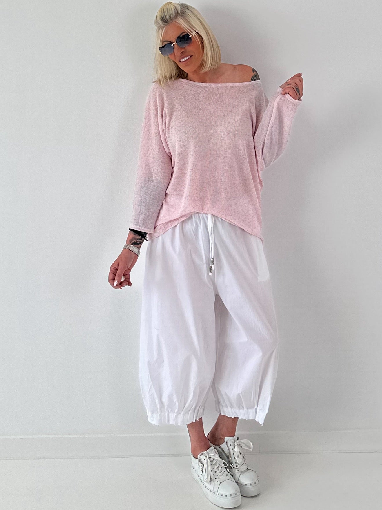 Leichter Oversized Pullover - rosa