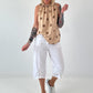 Striped top with ruffled collar - taupe-dark brown