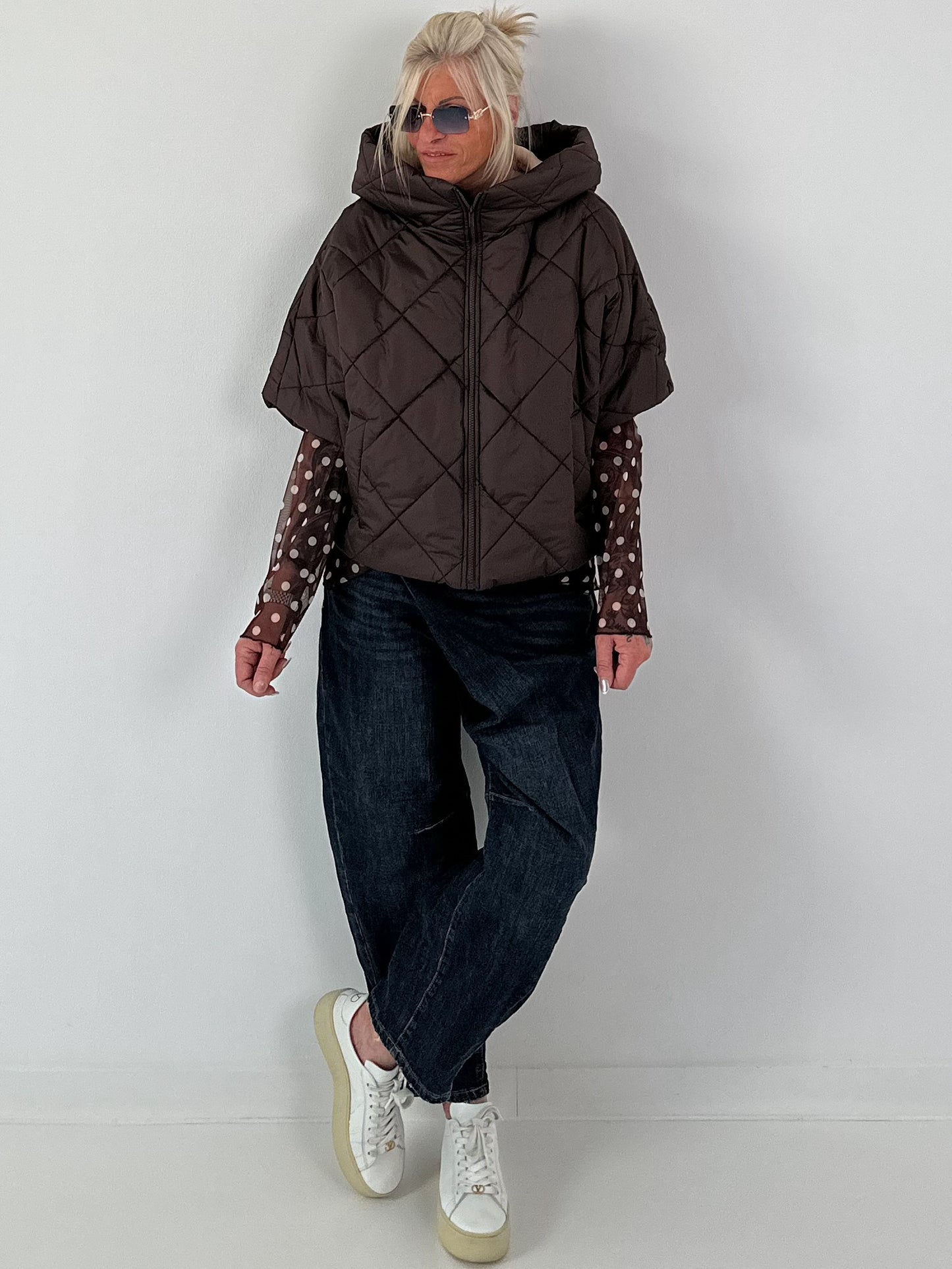Jacket with XL collar and hood - mocha