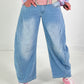 Ballonjeans in heller Waschung - denim