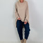Oversized Shirt mit Statement Spruch auf dem Rücken - beige