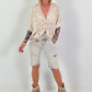 Boho blouse with elaborate crochet inserts - beige
