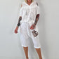 Linen Shirt with Off-Shoulder Cut-Outs Leo - beige