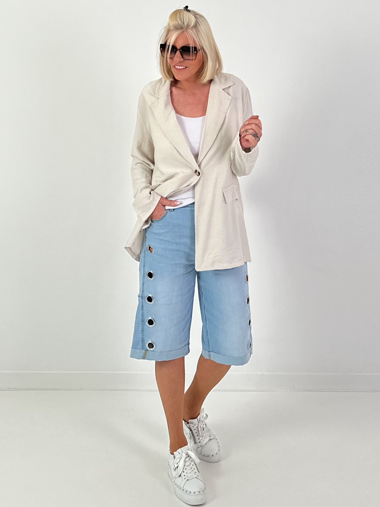 Leichter Blazer mit Patten - beige
