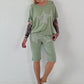T-Shirt mit Häkelstern-Nieten-Cut-Outs - khaki