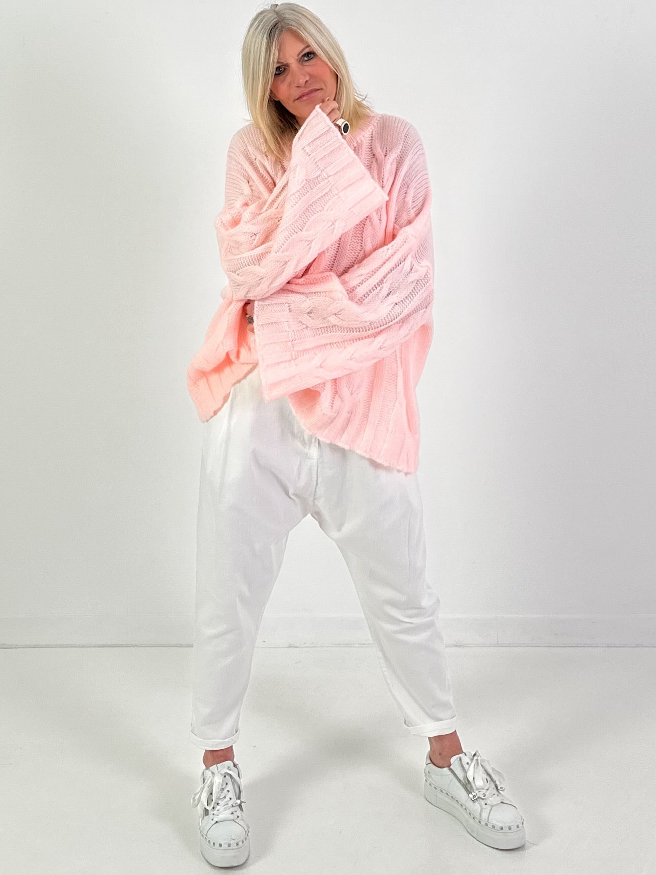 Pullover Modell "Soft Cable Knit" - rosa