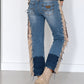Jeans mit Sweat-Einsatz und Strassmotiv Gepard - denim-beige