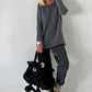 Weicher oversized Basic Pullover - anthrazit