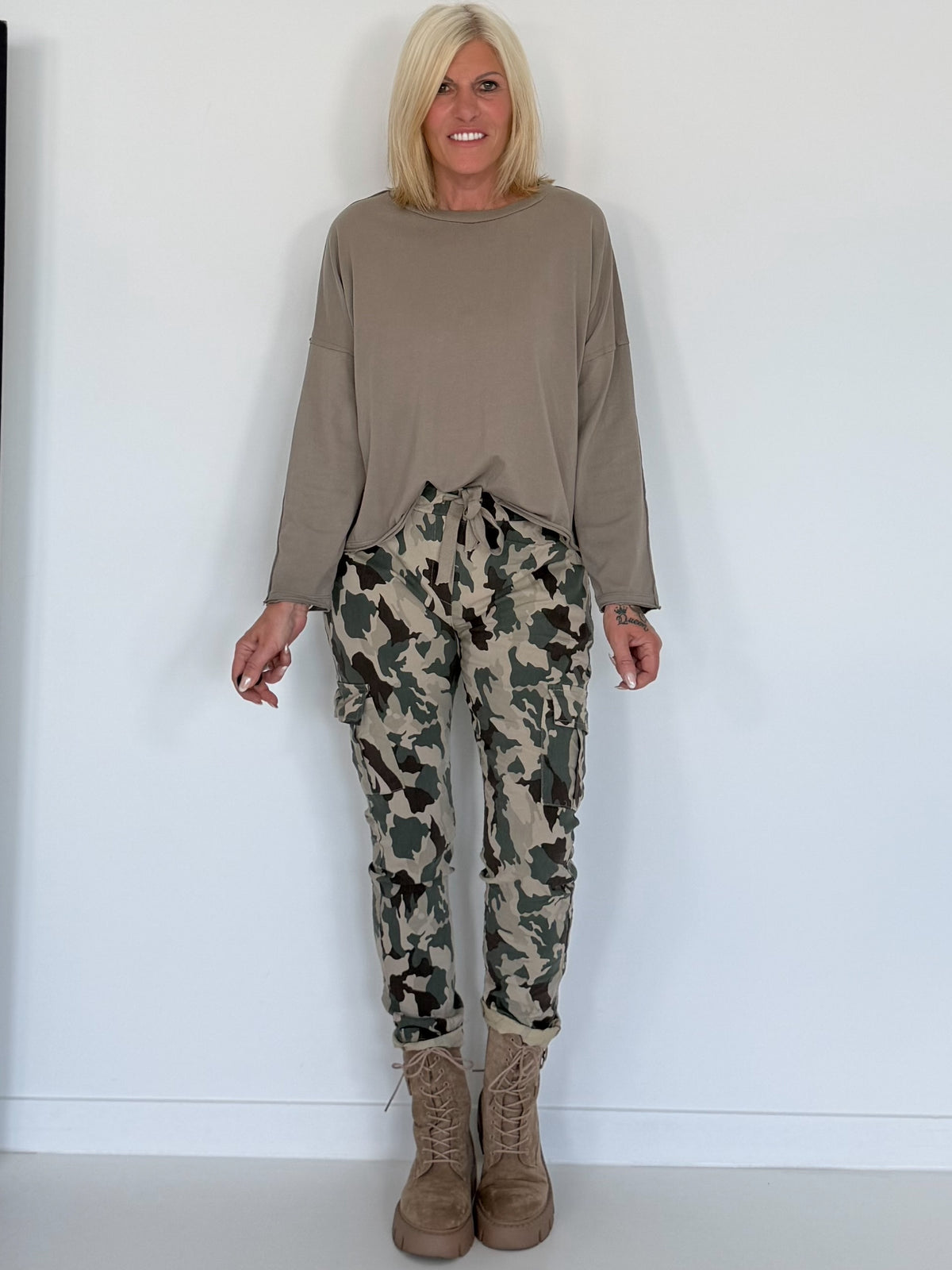 Kastiges Shirt - taupe