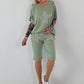 Sweat Short mit Häkelstern und  Nieten - khaki