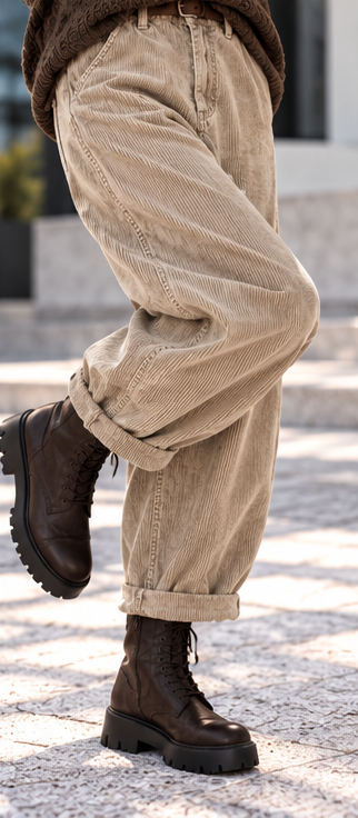 Weiche Ballon-Cordhose mit Gürtel - stone-washed-beige